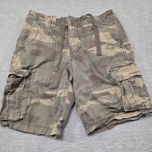 Mossimo Supply Co Men Camo Cargo Shorts Size 30 Green Ripstop Drawstring Utility